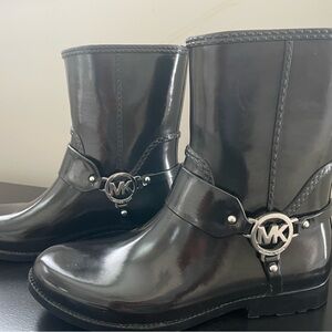 Michael Kors Black Ankle Boots with Silver Accents